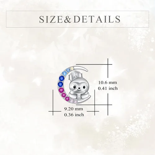 Vista 4 de YFN Aretes de tuerca de plata de ley con diseño de luna y animales lindos para mujeres y niñas