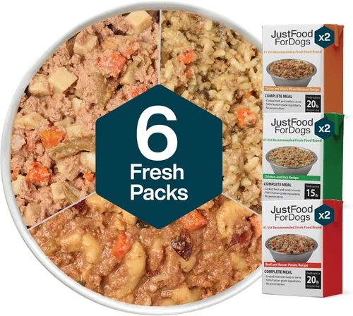 Vista 17 de JustFoodForDogs Pantry Fresh - Paquete variado de comida húmeda para perros, comida completa o complemento alimenticio para perros, recetas