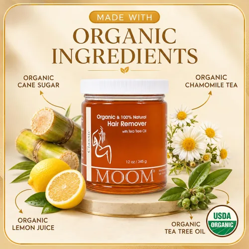 Vista 5 de Moom Organic depilación con árbol de té, tarro de repuesto, 12 onzas, paquete de 1