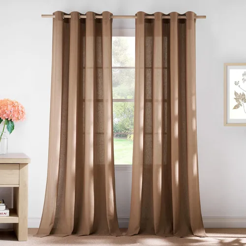 Vista 51 de NICETOWN - Cortinas de lino angora para ventana de cocina sobre el fregadero, con ojales, lino grueso angora, tratamientos cortos para ventanas