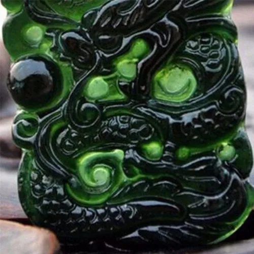 Vista 4 de Xuyuan Jade Dragon Necklace - Dragon Necklaces Jade Pendant Carving Technique Chinese Dragon Fortune Amulet Women Fashion Jewelry