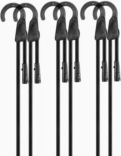 Vista 18 de Cuerdas elásticas ajustables de 18 pulgadas con ganchos, ajuste flexible de 6.5 a 18 pulgadas, correas elásticas negras con elasticidad superior