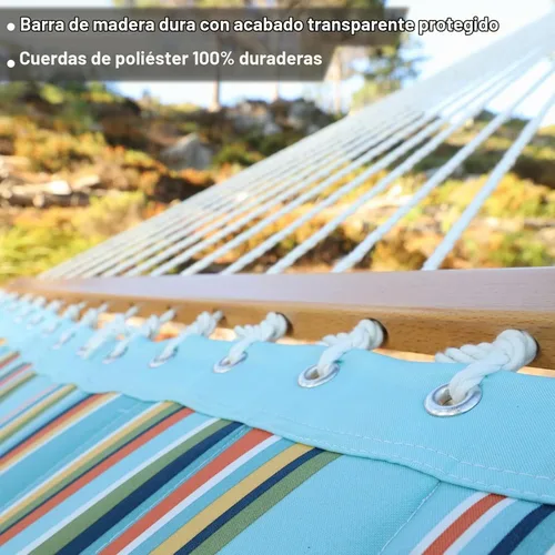 Vista 7 de CHULIM Hamaca de tela acolchada doble de 12 pies con barras separadoras y almohada, capacidad de peso de 450 libras, hamaca para 2 personas