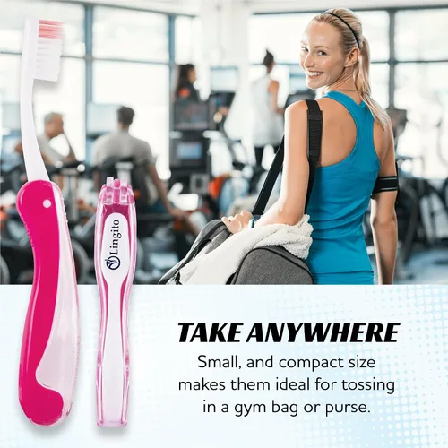 Vista 7 de Lingito Cepillo de Dientes Mini para Viajar con Funda, Cepillo de Dientes Plegable con Encaje para Adultos, Juego de 4, Suave