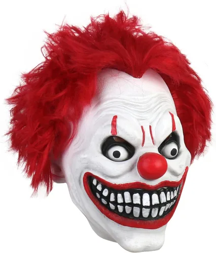 Vista 2 de HOTTERCOS Máscara de payaso malvado aterrador para decoración de disfraces de fiesta de Halloween