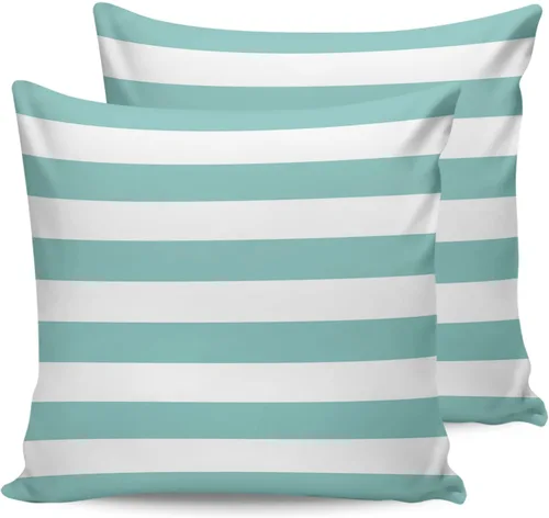 Vista 27 de Fundas de almohada de exterior impermeables de 16 x 16 pulgadas, fundas de almohada de poliéster con rayas blancas y negras, fundas decorativas