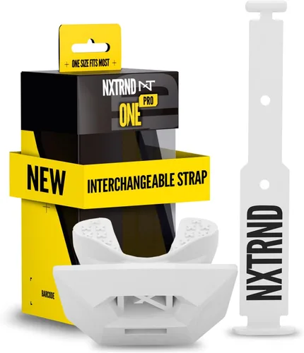 Vista 11 de Protector bucal de fútbol americano Nxtrnd One Pro, correa intercambiable, se adapta a adultos y jóvenes (negro)