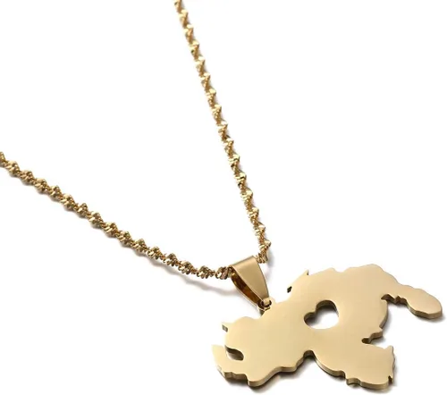 Vista 2 de Collar con colgante de mapa de Venezuela de acero inoxidable para mujeres y niñas, joyería de mapa de Venezuela Oro