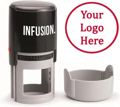 Vista 10 de Infusion Sello de goma autoentintado redondo con logotipo personalizado (2 pulgadas de diámetro), negro