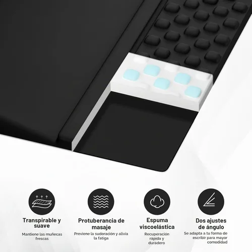 Vista 4 de Ospelelf Conjunto de Reposamuñecas Ergonómico de Alfombrilla para Ratón y Soporte para Teclado, Comodidad con Espuma Viscoelástica, Alivio del Dolor