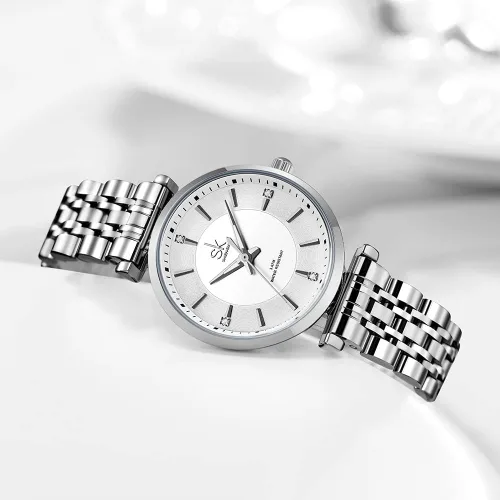 Vista 7 de SK Classic - Relojes de moda para mujer reloj de vestir de acero inoxidable sólido correa de cuero genuino