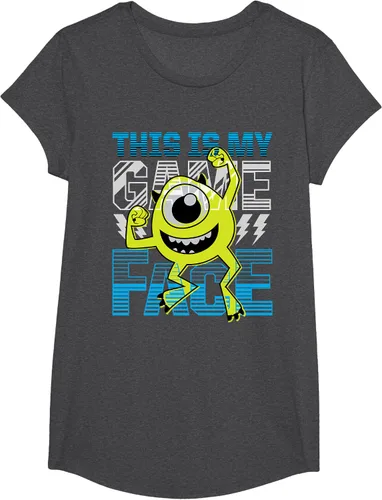 Vista 45 de Disney Pixar Monsters Inc. Mike Wazowski Game Face Camiseta Negro