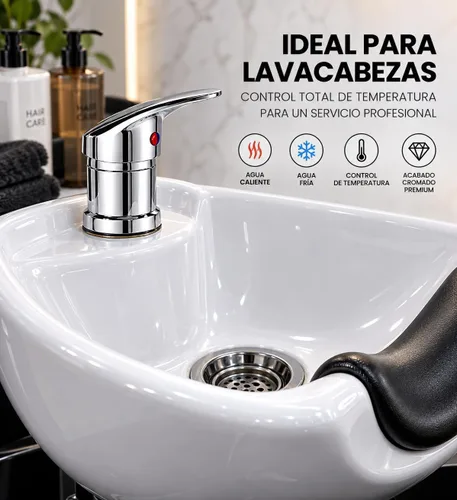 Vista 5 de Salon Shampoo Bowl Faucet Chrome, 1/2" NPT, 19.68" manguera, caliente