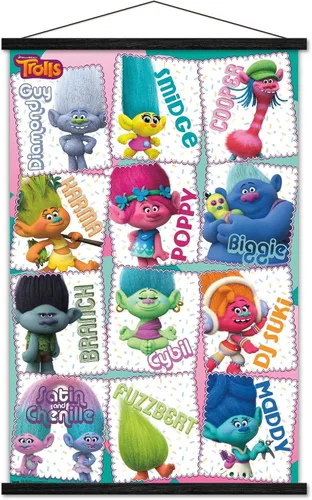 Vista 12 de Trends International Trolls - Grid Wall Poster, 22.4L x 14.7W, Barnwood Framed Version