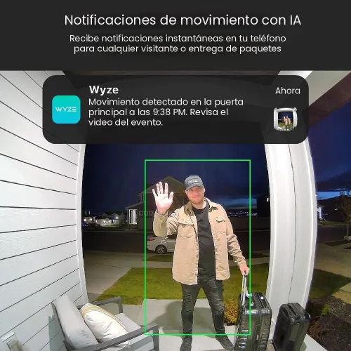 Vista 7 de WYZE Cámara de timbre con cable v2 (se requiere cableado de timbre existente), timbre de video de seguridad 2K, visión nocturna a color, audio de 2