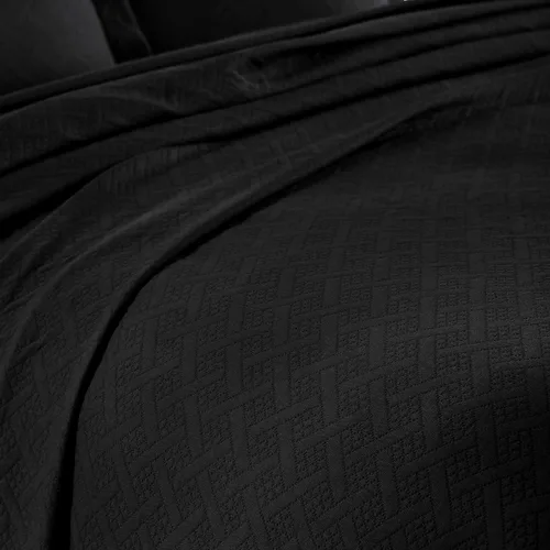 Vista 3 de Superior Colcha de Tejido de Cesta 100% Algodón con Fundas, Ropa de Cama Jacquard Matelassé de Algodón Premium para Todas las Estaciones, Cesta Negro