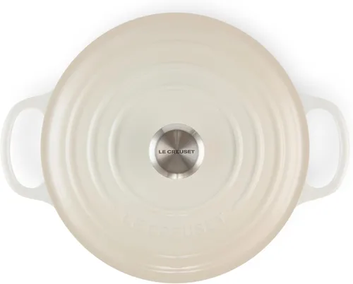 Vista 2 de Le Creuset Horno holandés redondo de hierro fundido esmaltado, 5.5 cuartos de galón, Merengue