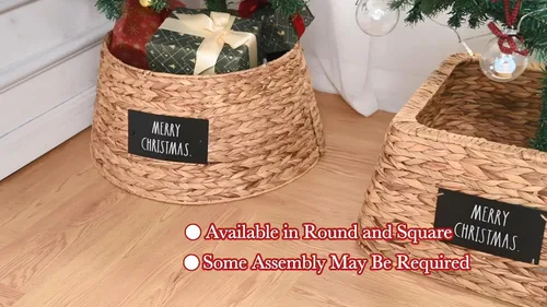 Vista 5 de Rae Dunn Collar de árbol de Navidad – Decoración de base para cubrir el soporte del árbol de Navidad artificial – Decoración rústica y de granja
