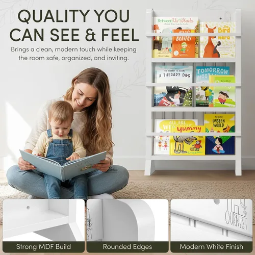 Vista 7 de OurNest Estantería magnética deslizante y marcadores H-31 para niños y bebés, de madera con tres niveles para lectura, creatividad y Montessori