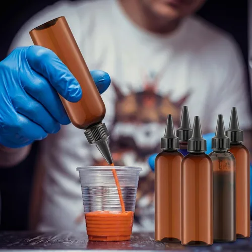 Vista 6 de Tanlade 200 botellas de plástico de 2 onzas para exprimir a granel Boston dispensadoras de aceite vacías para el cabello con tapa para aceites