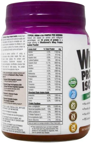 Vista 3 de Bluebonnet Nutrition Whey Protein Aislado en polvo, suero de vacas