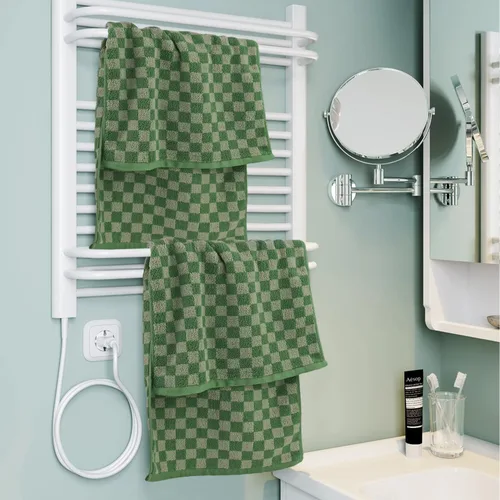 Vista 2 de Jacquotha Paquete de 4 toallas de mano suaves, juego de toallas faciales a cuadros verdes para baño, toallas de cocina decorativas de secado rápido