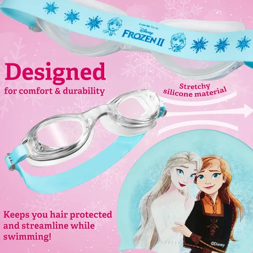 Vista 4 de Disney Children's Swim Goggles and Swim Cap Set Anti-Fog UV Protection
