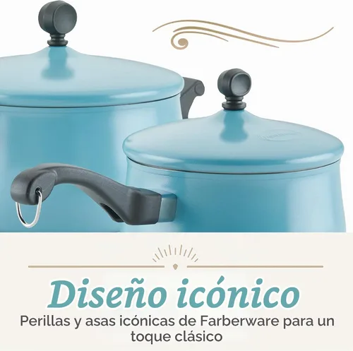 Vista 5 de Farberware Juego de 120 ollas y sartenes de acero inoxidable de edición limitada con herramientas de cocina Prestige, 10 piezas, color azul Azul