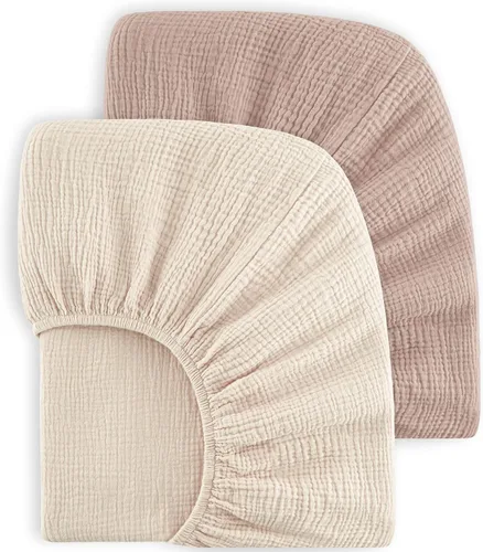 Vista 10 de Bearmoss Sábanas de muselina para mini cuna para Pack N Play - 100% algodón - 38"x26" Sábanas suaves y transpirables para corralito y cuna de bebé