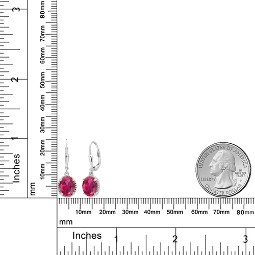 Vista 60 de Gem Stone King Aretes colgantes de gota para mujer, plata de ley 925, piedra natal ovalada de 0.354 x 0.276 in, joyería fina, regalos para ella