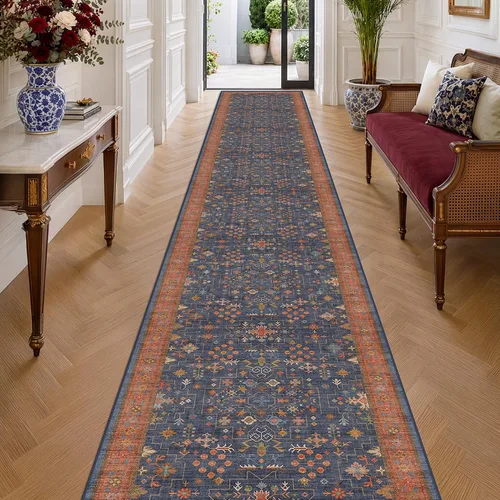 Vista 175 de Hazo Haus – Alfombra pequeña para entrada, cocina o baño, antideslizante con base de goma, resistente a las manchas y a la decoloración, diseño