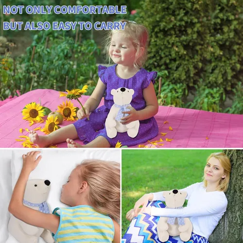 Vista 7 de Oso polar de peluche, 9.8 pulgadas, realista, súper suave, lindo oso polar con bufanda, lindo juguete de peluche Kawaii para niños, niños, familia