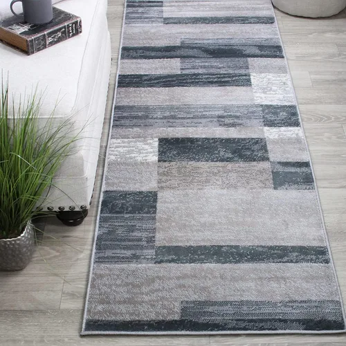 Vista 22 de Superior - Alfombra de pasillo, reverso de yute, moderna, geométrica, para dormitorio, oficina, sala de estar, entrada, suelo de madera dura