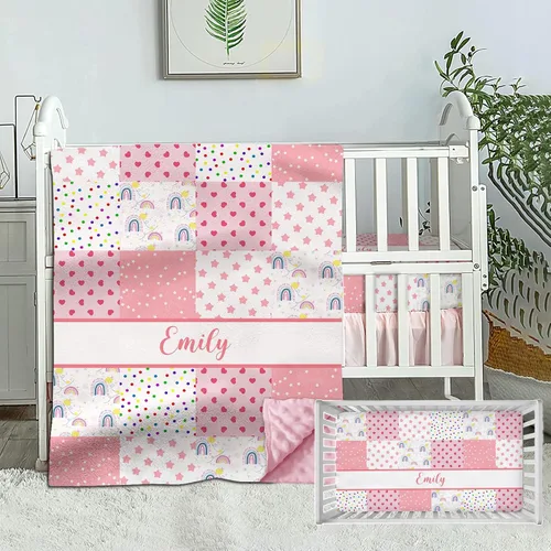 Vista 9 de Wild Animals - Juego de ropa de cama personalizado para cuna de bebé, juego de 2 piezas, edredón con nombre y sábanas bajeras animales salvajes