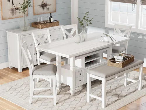 Vista 19 de Signature Design By Ashley Robbinsdale - Mesa de comedor de 72 pulgadas de altura de mostrador con almacenamiento de isla de cocina, sólidos
