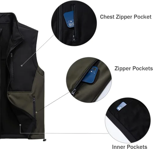 Vista 32 de Msmsse Chaleco ligero para hombre, con cuello alto, sin mangas, para senderismo, correr, golf