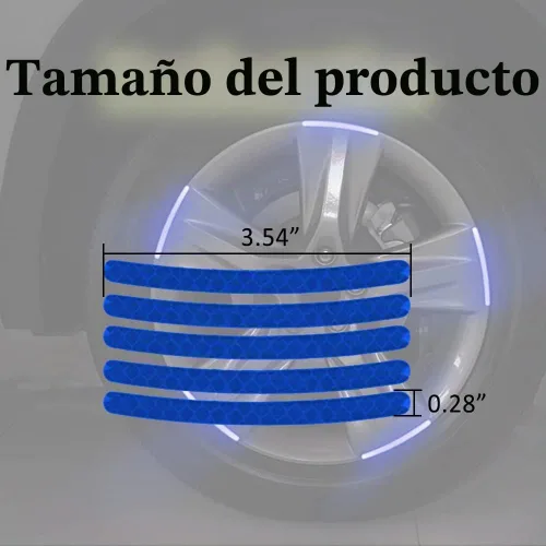 Vista 2 de 20 piezas de calcomanías reflectantes para cubo de rueda de automóvil, calcomanías reflectantes de seguridad nocturna para automóviles, motocicletas
