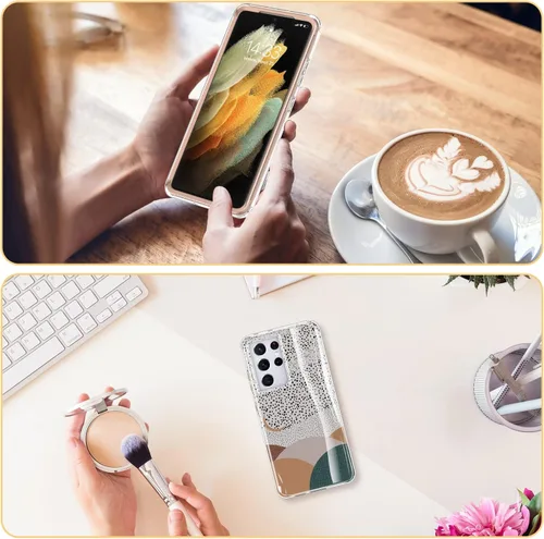 Vista 7 de Esdot Funda para Samsung Galaxy S21 Ultra, Grado Militar Pasa Prueba de Caída de 21 pies, Cubierta Resistente con Diseños de Moda para Mujeres