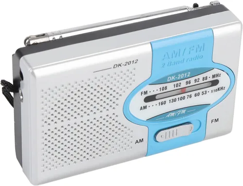 Vista 7 de Radio portátil, radio transistor de bolsillo AM FM con altavoz y conector para auriculares, para viajes al aire libre y uso doméstico (azul plateado)