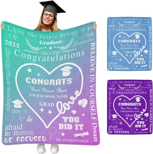 Vista 34 de Manta personalizada de graduación 2025, manta personalizada para regalo de graduación con nombre de la universidad, manta de felicitación