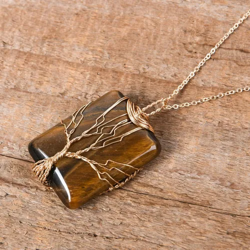 Vista 3 de YGLINE Collar de cristal curativo con piedra natural para mujer