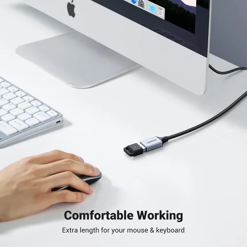 Vista 6 de UGREEN Paquete de 2 cables de extensión USB (1.5 pies + 1.5 pies), cable extensor USB 3.0 de nailon trenzado, compatible con cámara web, cámara