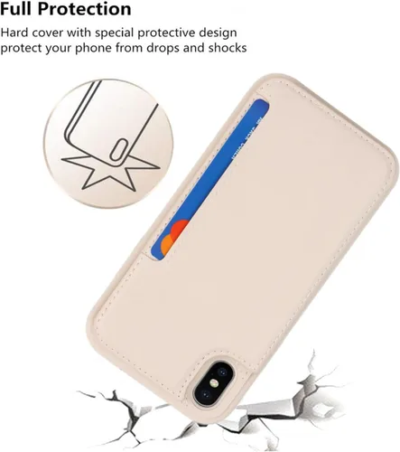 Vista 8 de iCoverCase Compatible con iPhone X/XS Funda con tarjetero, cartera para teléfono con bloqueo RFID de cuero sintético para mujeres y hombres, funda