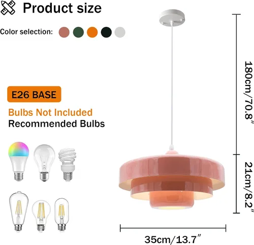 Vista 5 de Lámpara Colgante Rosa de Mediados de Siglo, Lámpara Colgante Nórdica, Accesorio de Iluminación Colgante, Luz de Techo Colgante con Diseño