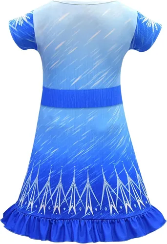 Vista 2 de YODISON Vestido casual de princesa Elsa con estampado de dibujos animados para niñas pequeñas
