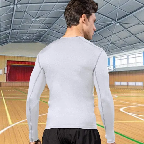 Vista 3 de Camisas de compresión de manga larga para hombre, ropa interior de entrenamiento deportivo fresco y seco, camiseta atlética para correr, gimnasio