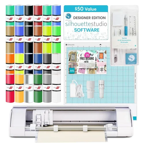 Vista 8 de Silhouette America Cameo 5 Alpha (α) Máquina de corte inteligente, color blanco clásico (paquete de lujo), incluye software de edición comercial, 36