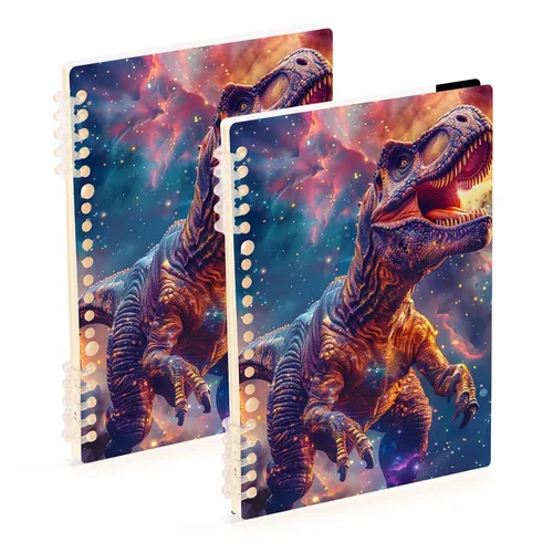 Vista 8 de UMIRIKO Dinosaur T-rex Galaxy Spiral Notebook Journal College Ruled Notebook 8.3"x5.7" Journal with 60 Lined Pages A5 Spiral Notebooks for Women Men