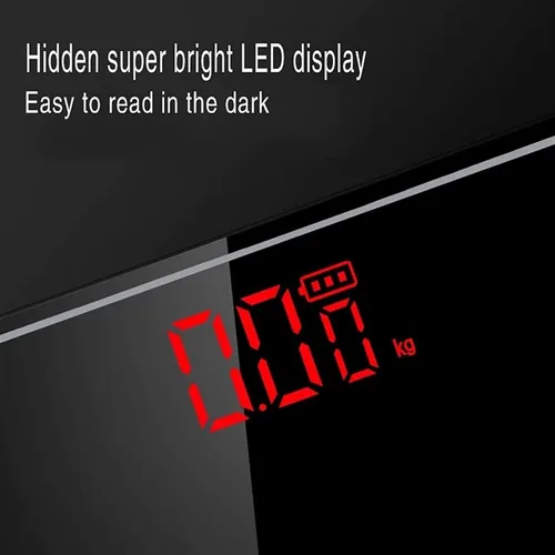 Vista 8 de Báscula de peso corporal con tecnología Step-On, plataforma de vidrio templado con pantalla LCD retroiluminada, báscula de baño digital de alta