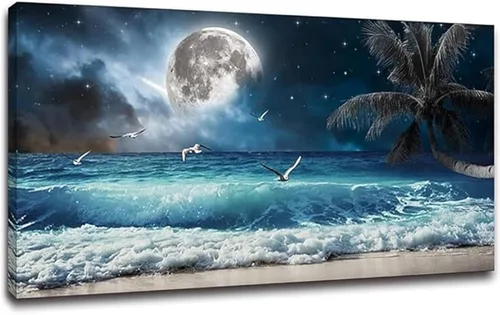 Vista 8 de Yxbhhym Lienzo de paisaje para pared, pintura de cascada, impresiones de árboles y bosques, paisajes de otoño, imagen artística para sala de estar